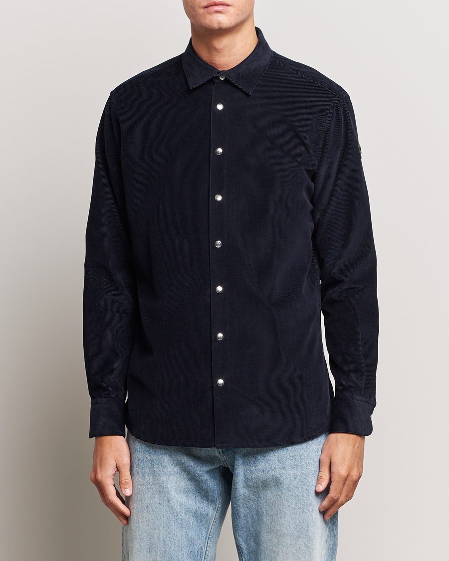 Herre | Cordfløyelskjorter | Moncler | Corduroy Casual Shirt Navy