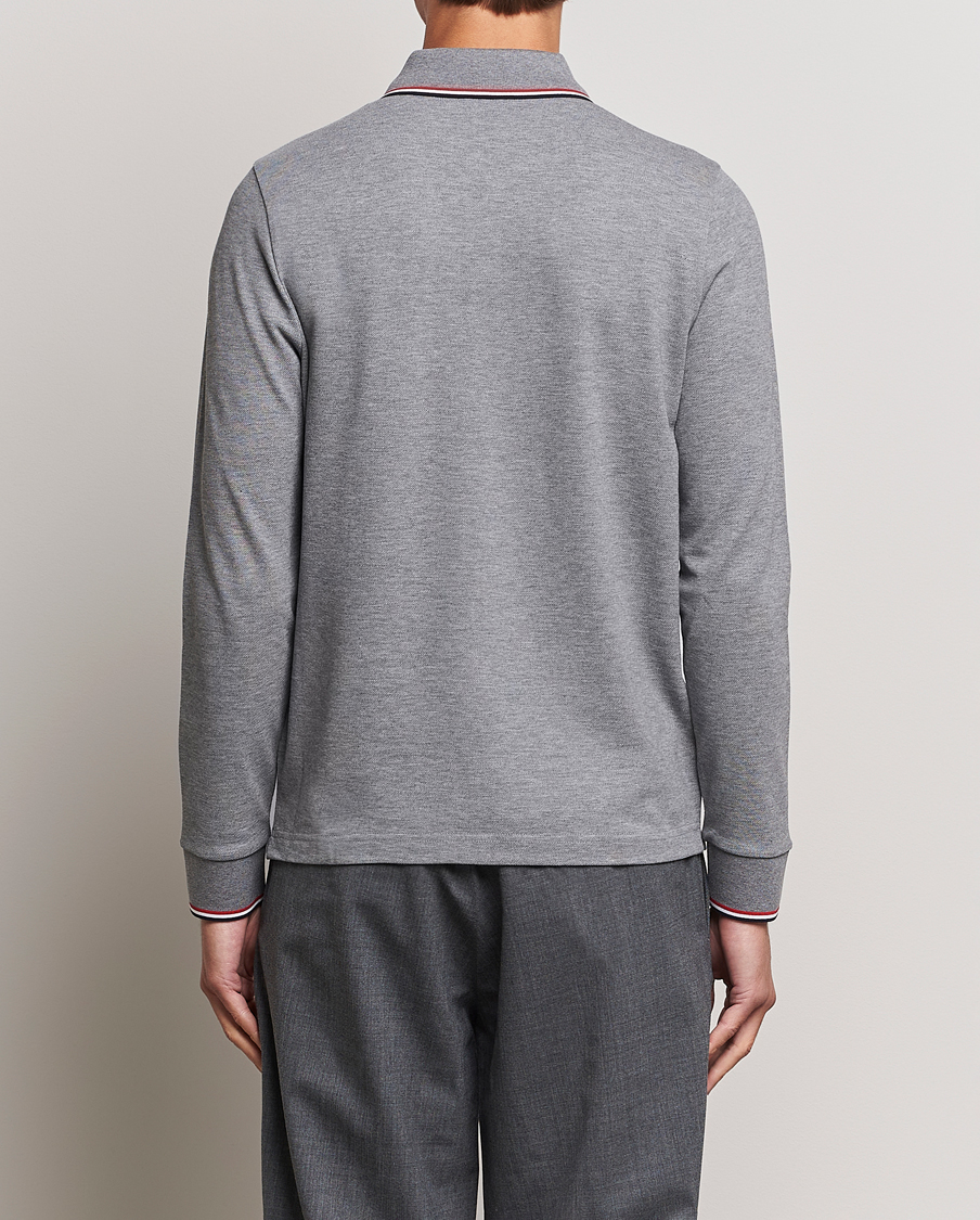 Herre | Gensere | Moncler | Contrast Rib Long Sleeve Polo Light Grey