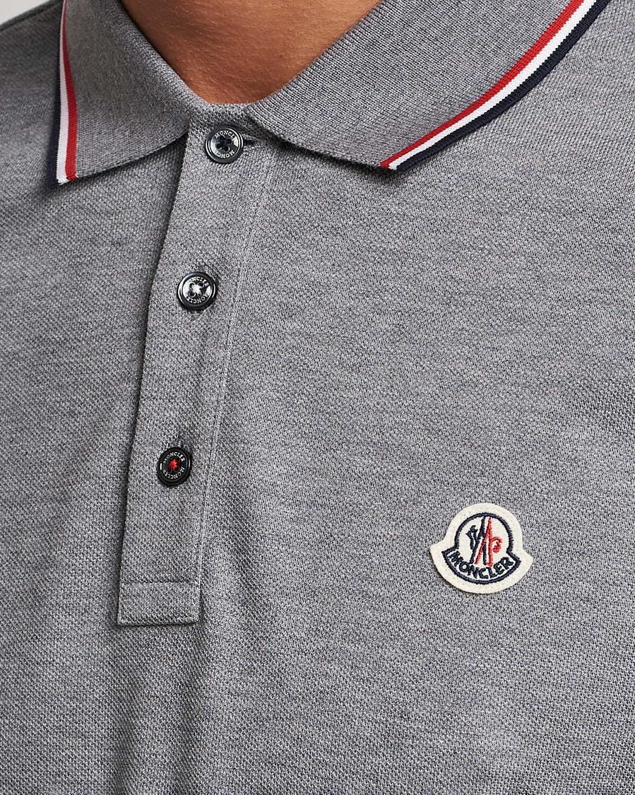 Herre | Gensere | Moncler | Contrast Rib Long Sleeve Polo Light Grey