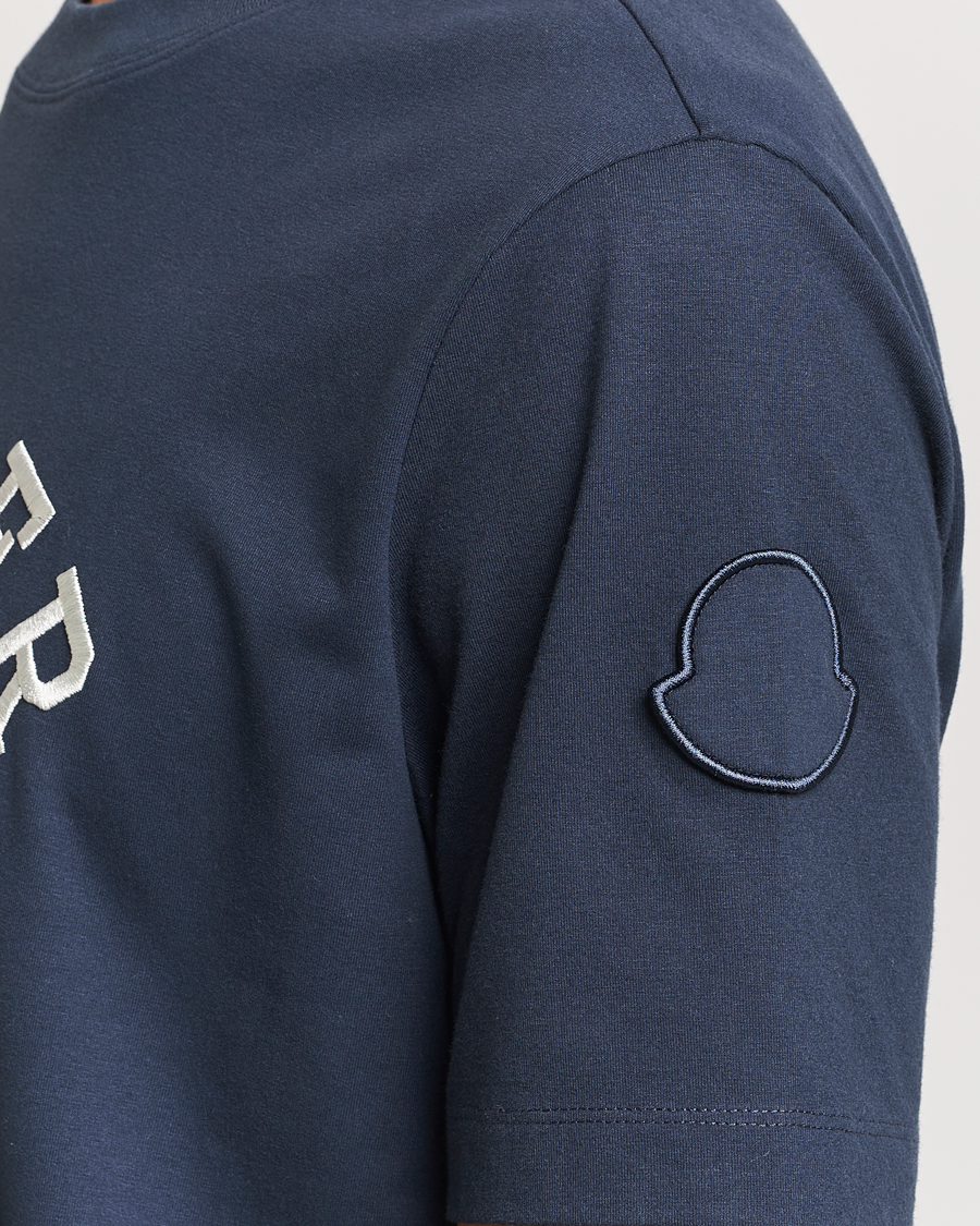 Herre | T-Shirts | Moncler | Lettering T-Shirt Navy