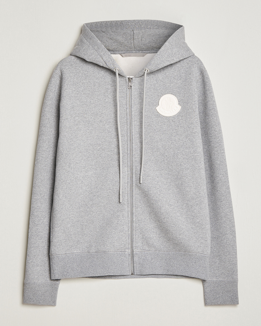 Herre | Gensere | Moncler | Patch Logo Zip Hoodie Light Grey