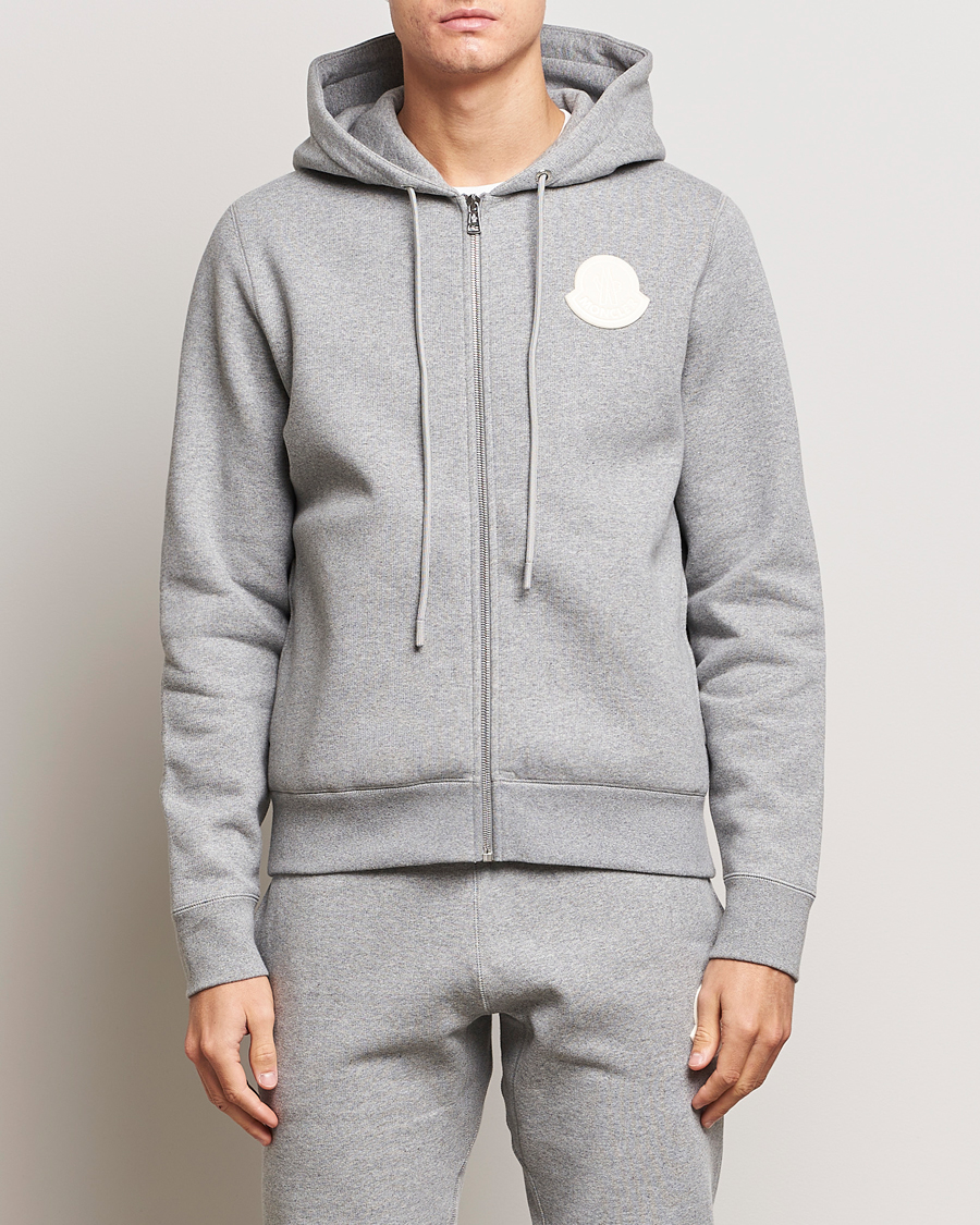 Herre | Gensere | Moncler | Patch Logo Zip Hoodie Light Grey