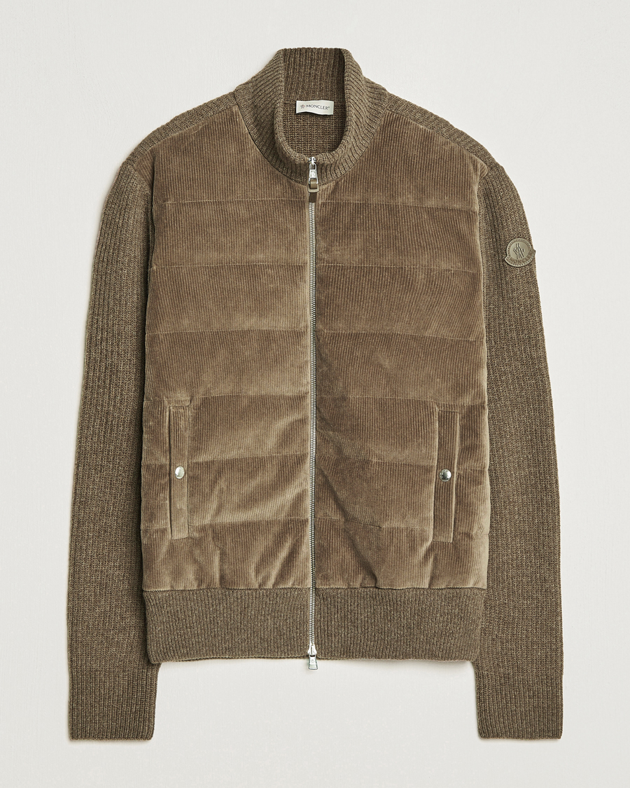 Herre | Gensere | Moncler | Corduroy Zip Cardigan Taupe