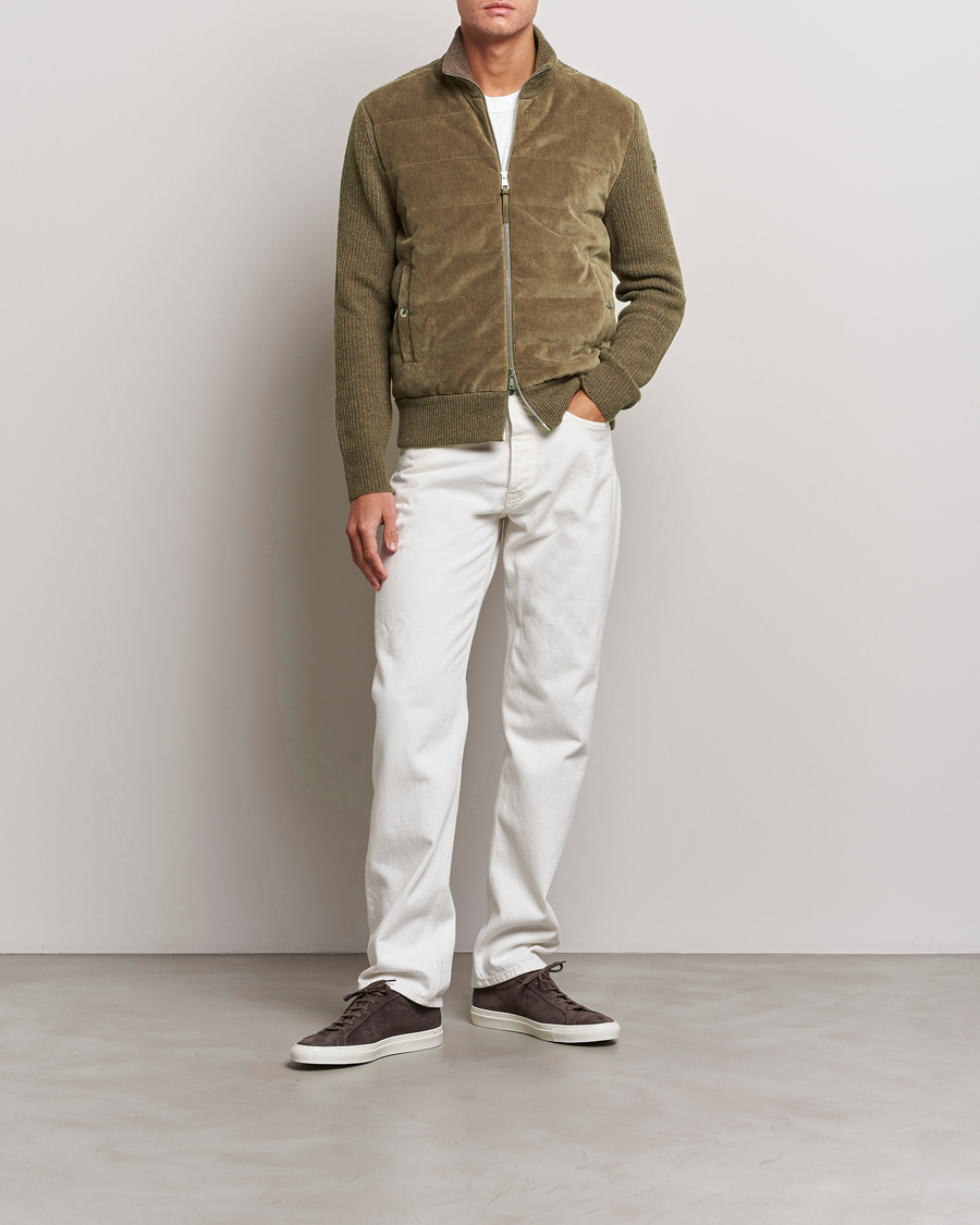 Herre | Gensere | Moncler | Corduroy Zip Cardigan Taupe
