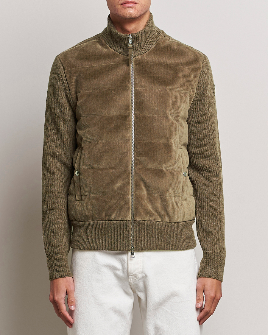 Herre | Gensere | Moncler | Corduroy Zip Cardigan Taupe
