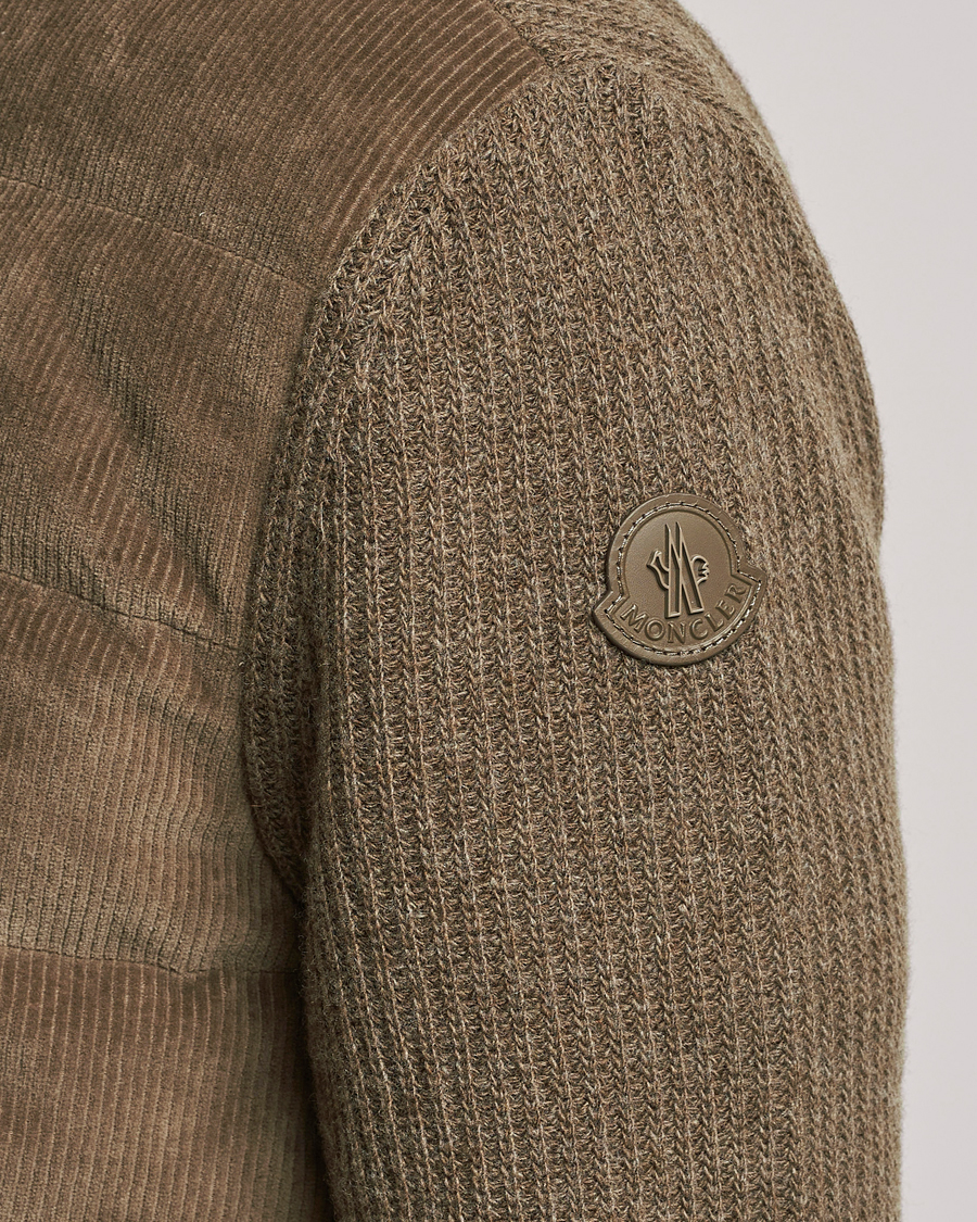 Herre | Gensere | Moncler | Corduroy Zip Cardigan Taupe