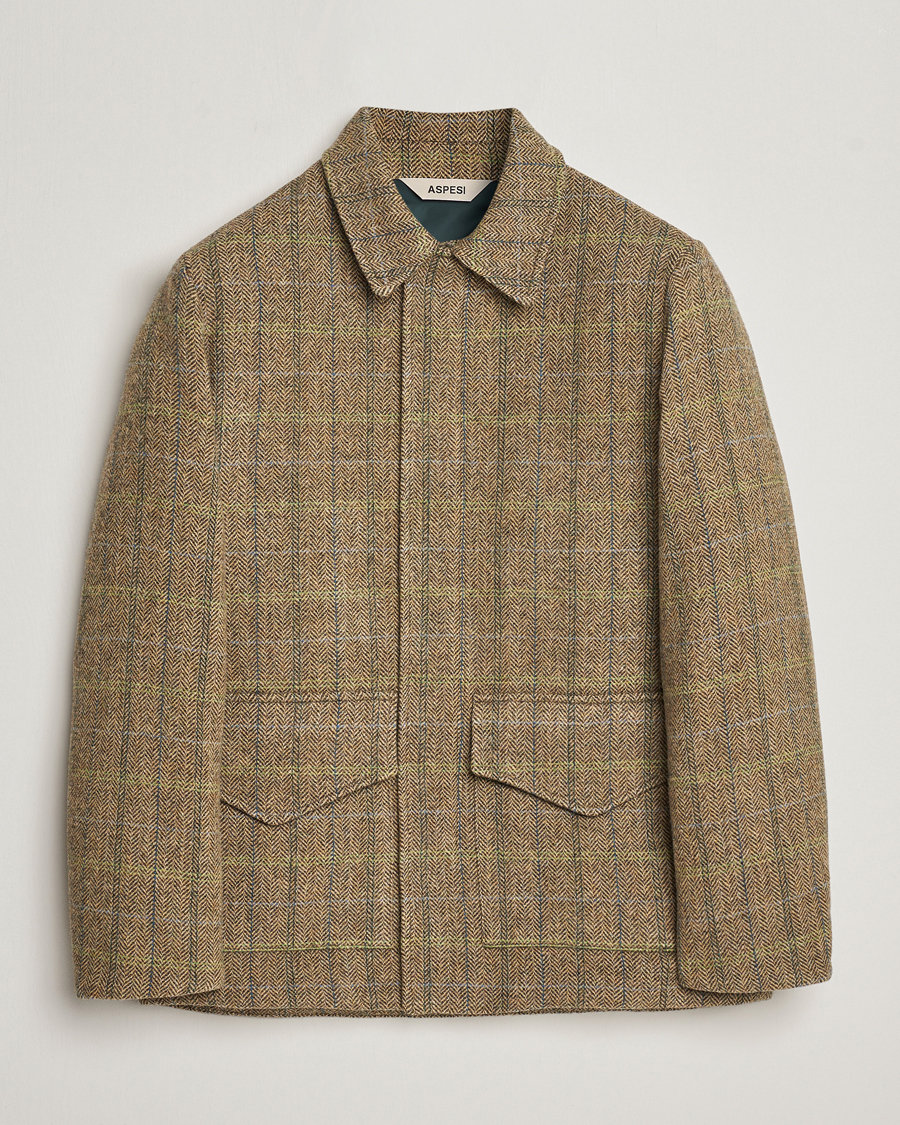 Herre | Jakker | Aspesi | Tweed Hunting Jacket Green Check