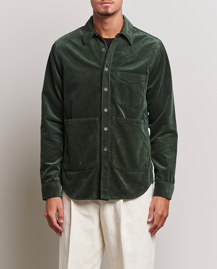 Herre | Overshirts | Aspesi | Corduroy Utility Shirt Dark Military