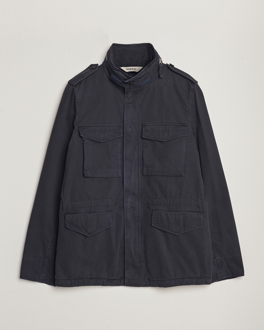 Herre | | Aspesi | Lined Cotton Field Jacket Navy