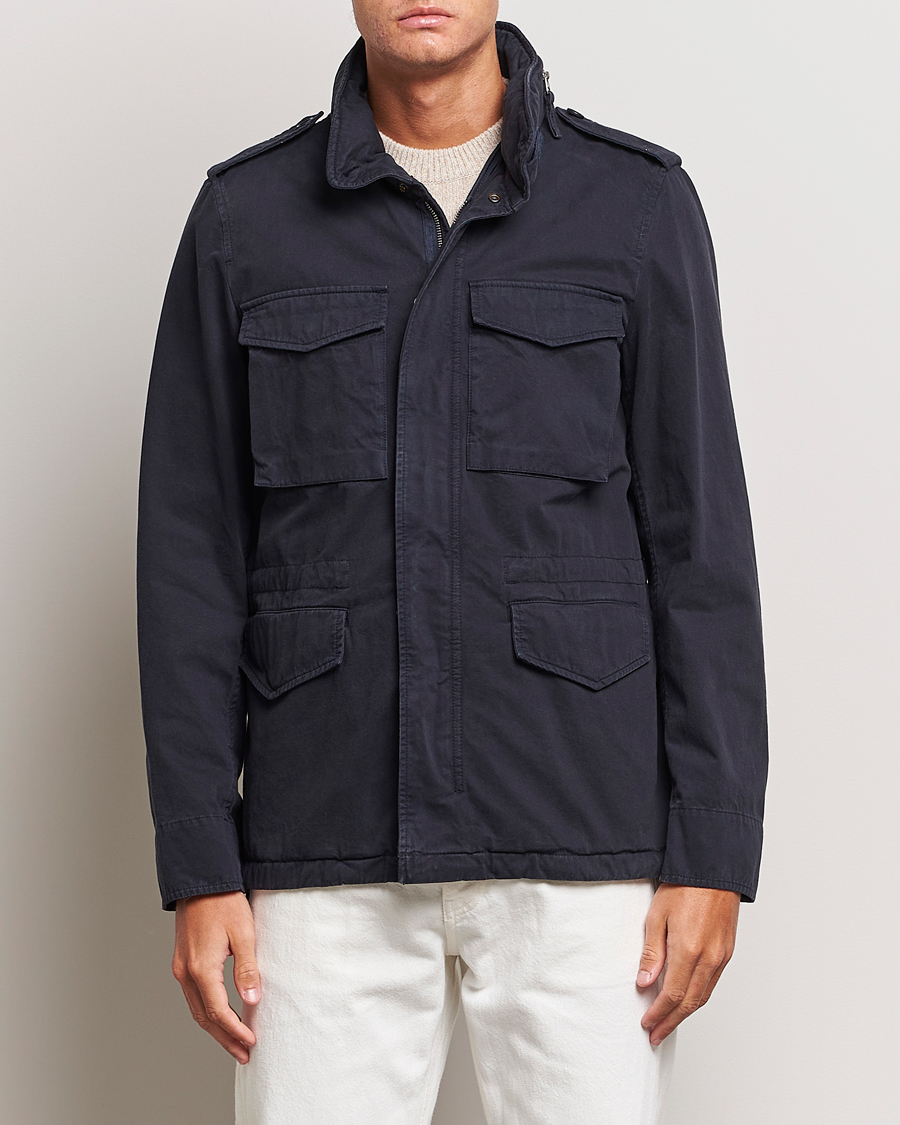 Herre |  | Aspesi | Lined Cotton Field Jacket Navy