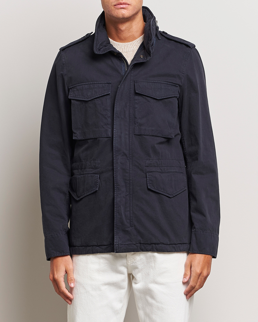 Herre | | Aspesi | Lined Cotton Field Jacket Navy