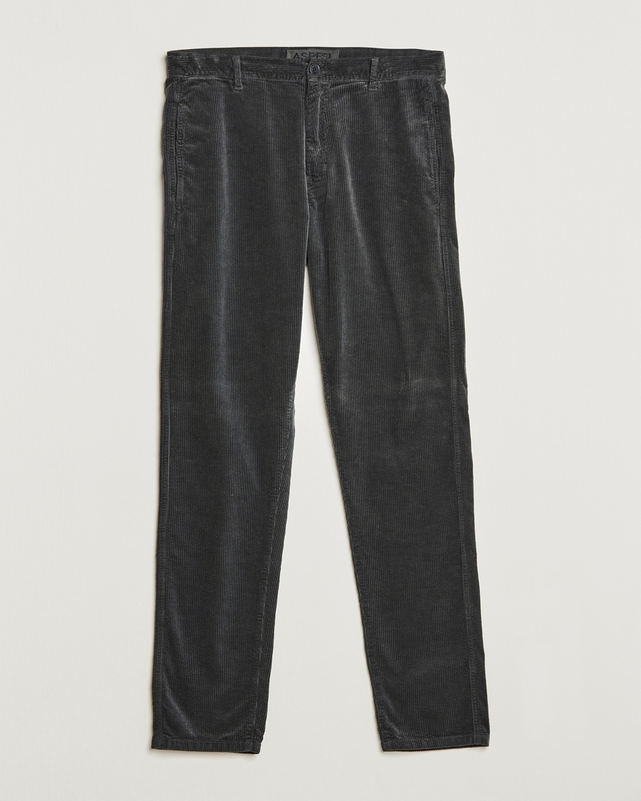 Herre | Bukser | Aspesi | Drawstring Corduroy Trousers Charcoal