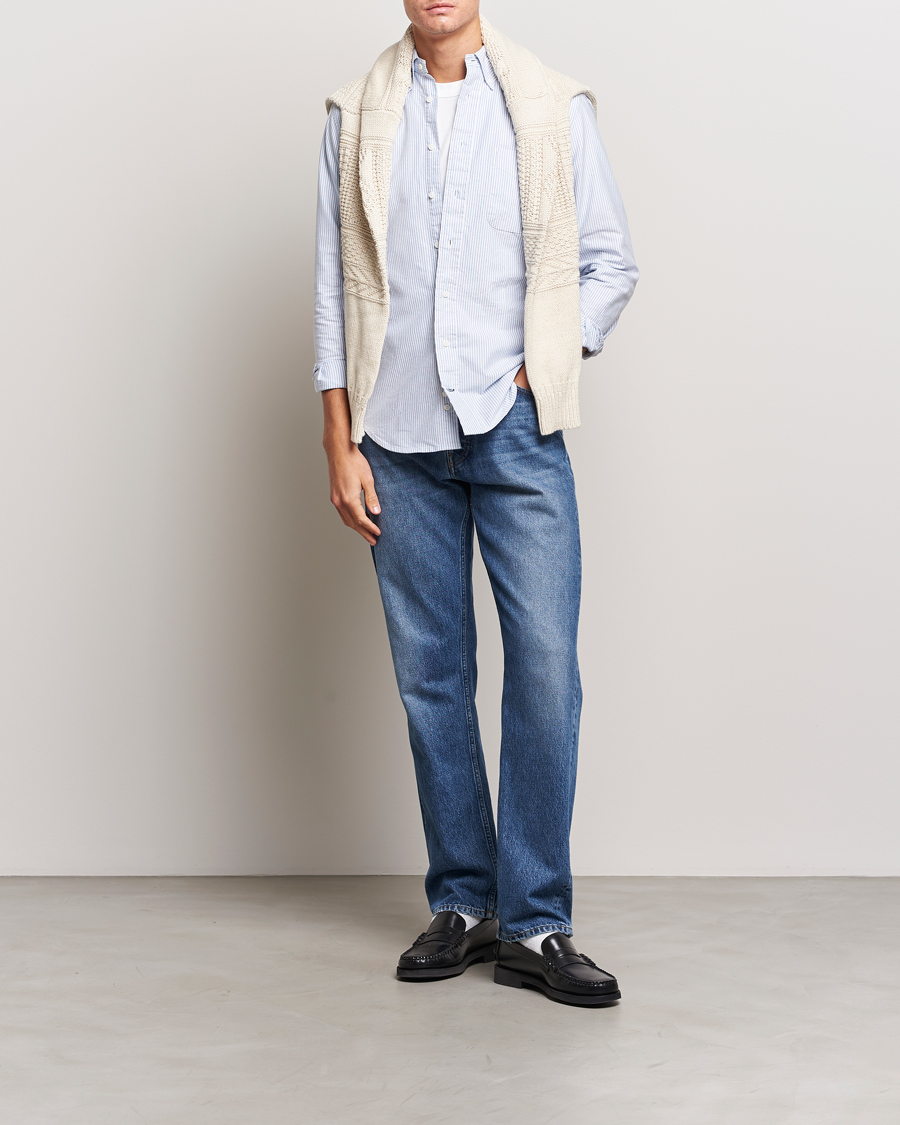 Herre | Skjorter | Gitman Vintage | Button Down Striped Oxford Shirt Light Blue