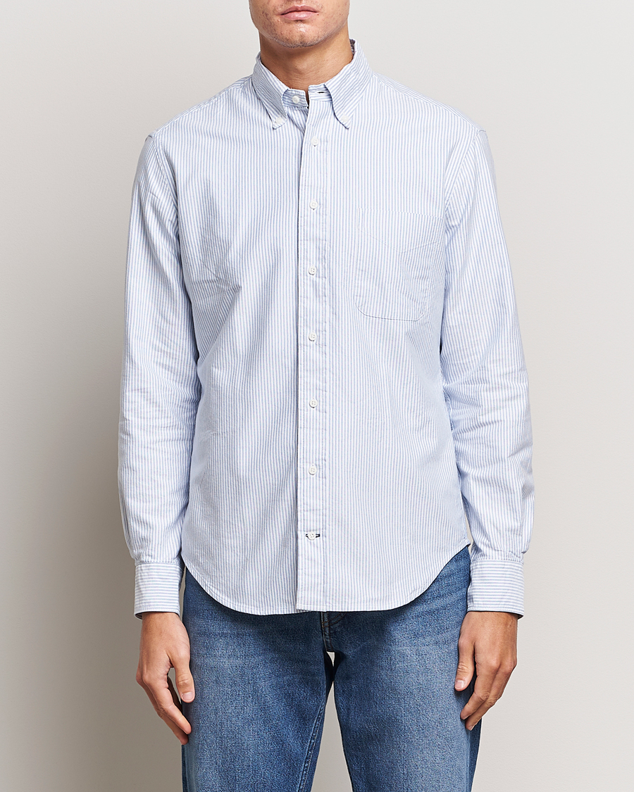 Herre | Skjorter | Gitman Vintage | Button Down Striped Oxford Shirt Light Blue