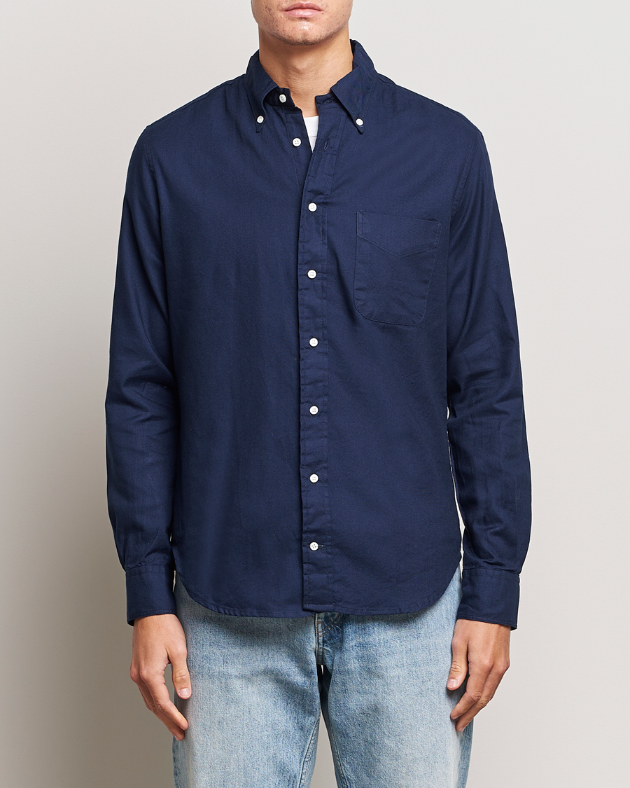 Herre | Gitman Vintage | Gitman Vintage | Button Down Hopsack Shirt Navy