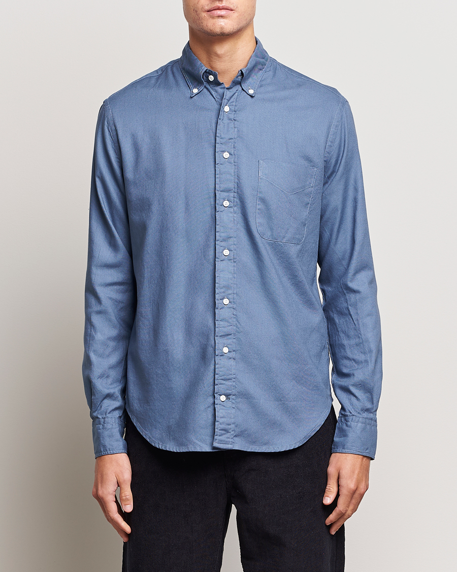 Herre | Gitman Vintage | Gitman Vintage | Button Down Hopsack Shirt Blue
