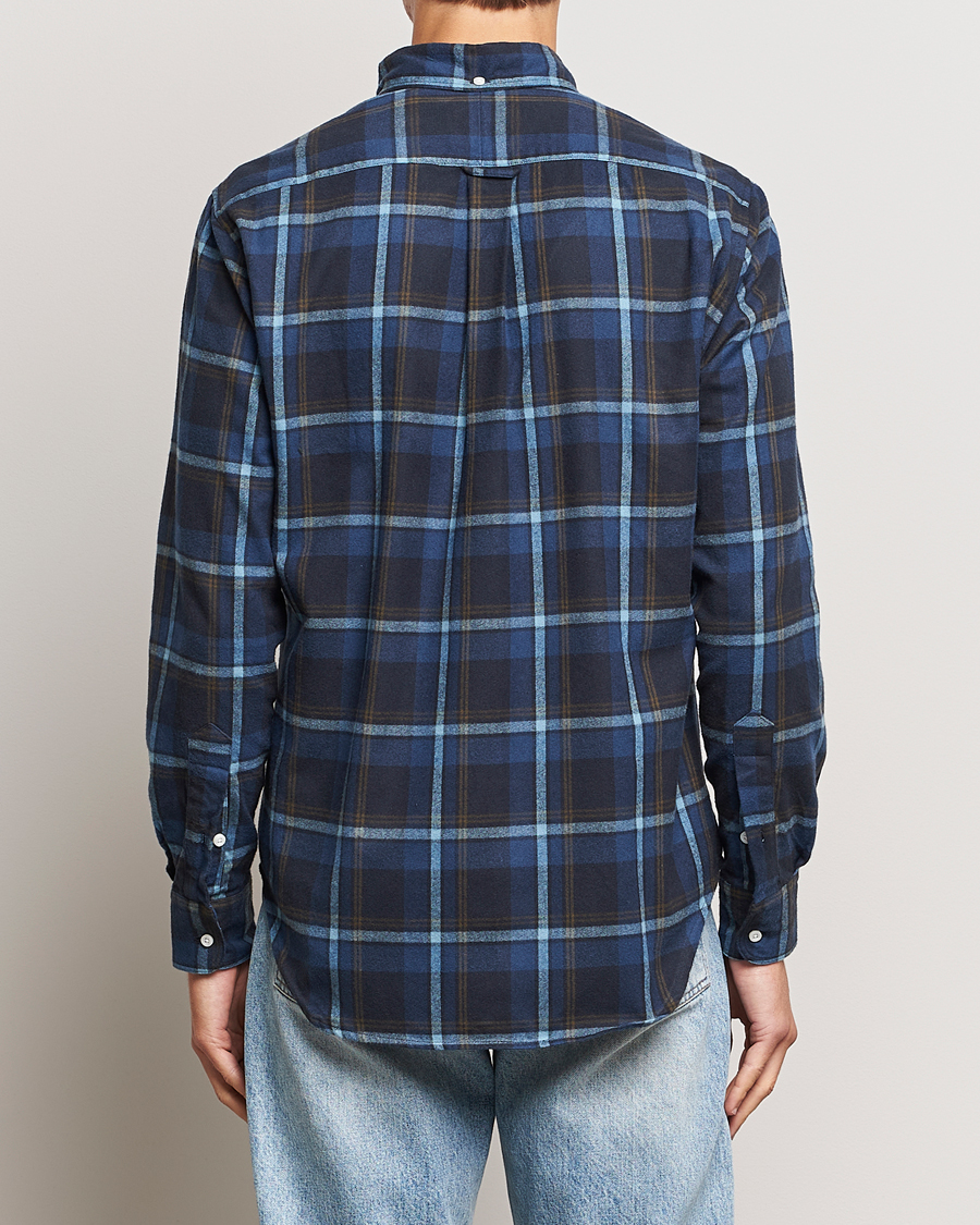 Herre | Skjorter | Gitman Vintage | Button Down Shaggy Flannel Shirt Navy Check
