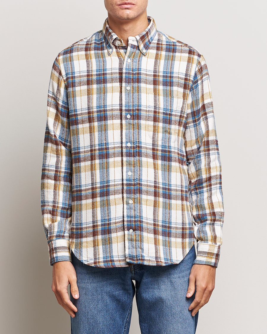 Herre | Gitman Vintage | Gitman Vintage | Button Down Triple Yarn Shirt Brown/White Check
