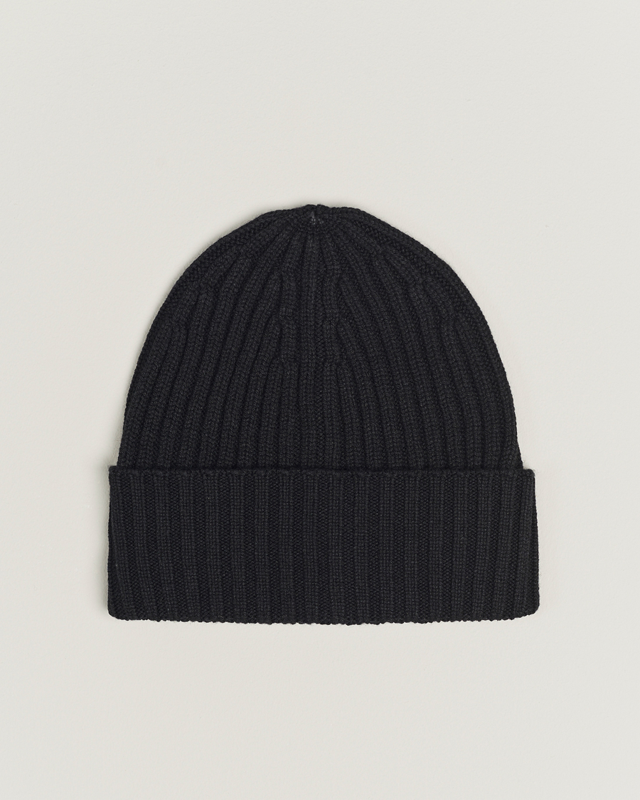 Herre | | Piacenza Cashmere | Ribbed Cashmere Beanie Black