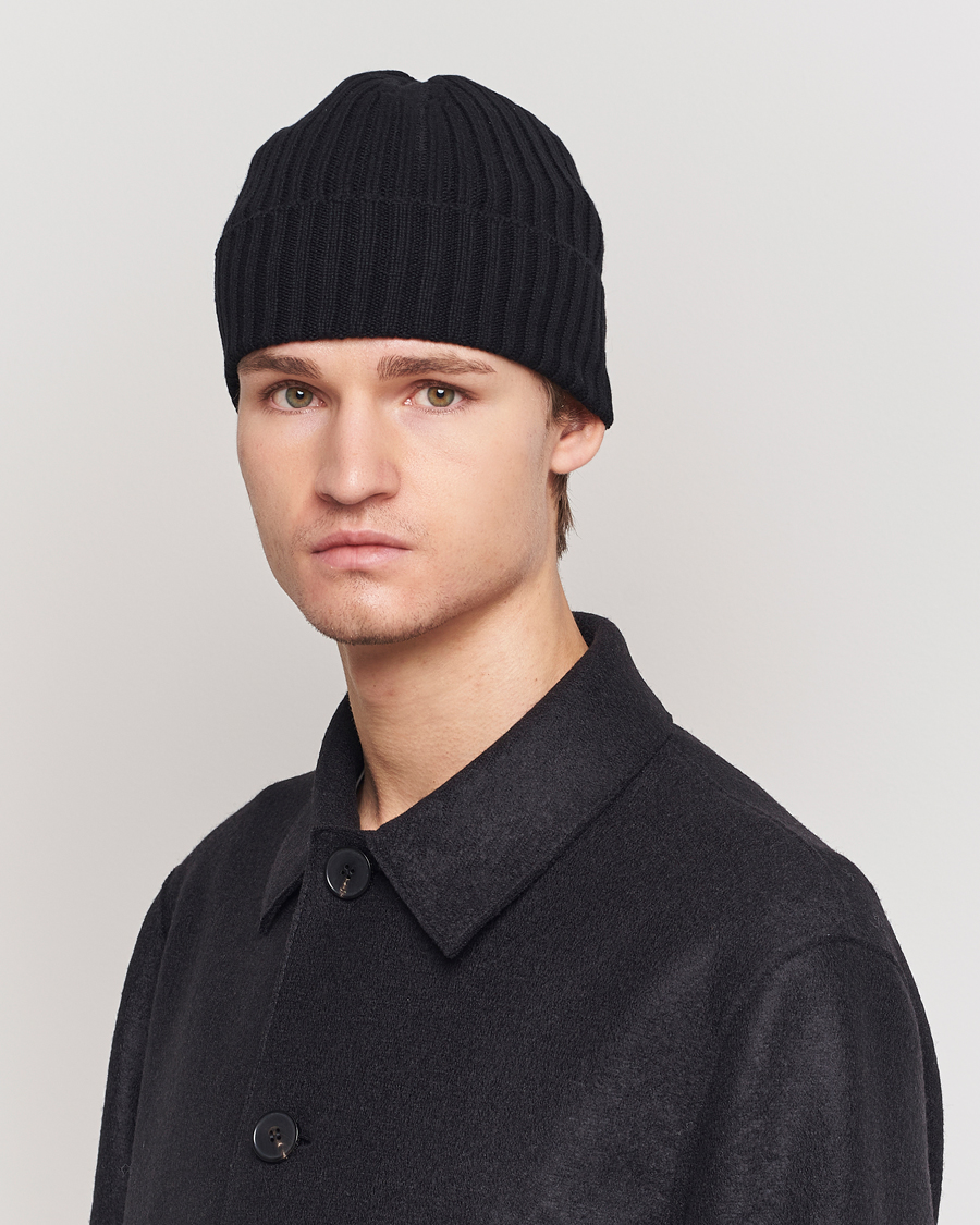 Herre |  | Piacenza Cashmere | Ribbed Cashmere Beanie Black