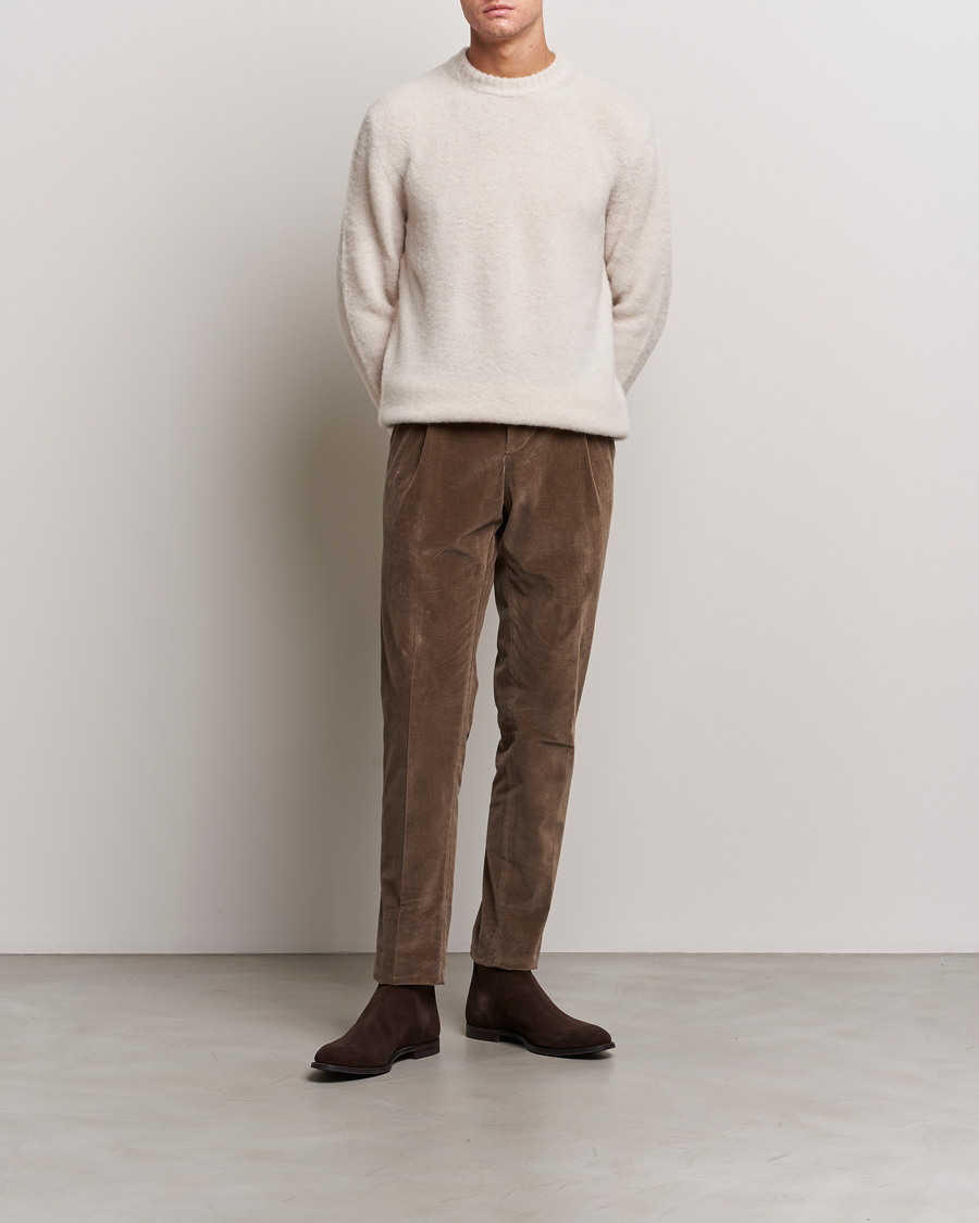 Herre | Gensere | Piacenza Cashmere | Brushed Wool Crew Neck Beige