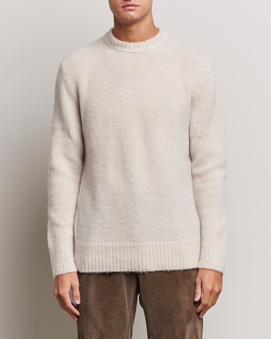 Herre | Gensere | Piacenza Cashmere | Brushed Wool Crew Neck Beige
