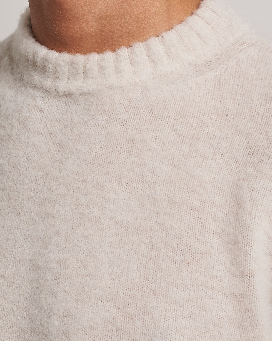 Herre | Gensere | Piacenza Cashmere | Brushed Wool Crew Neck Beige