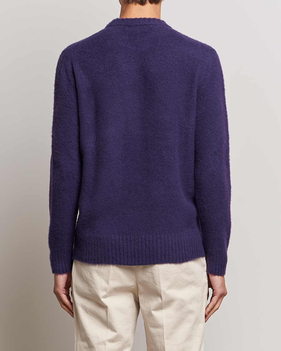 Herre | Gensere | Piacenza Cashmere | Brushed Wool Crew Neck Dark Purple