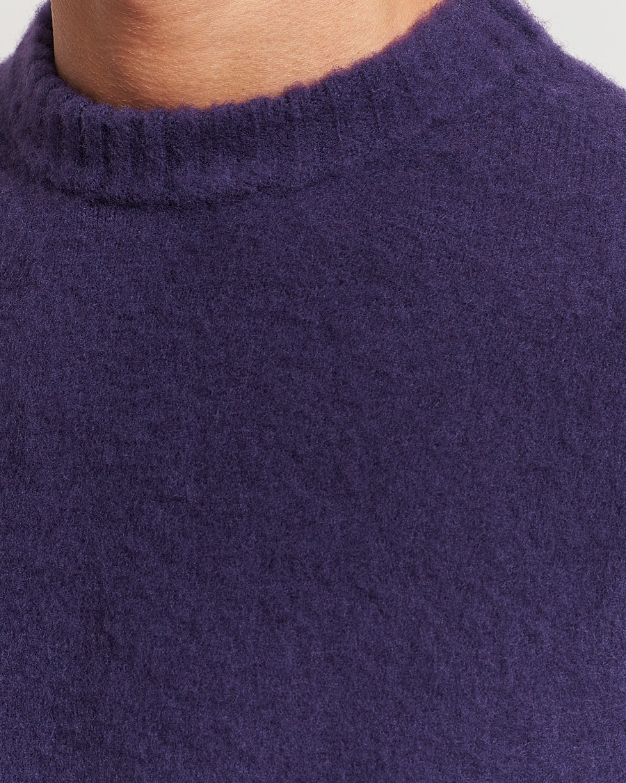 Herre | Gensere | Piacenza Cashmere | Brushed Wool Crew Neck Dark Purple