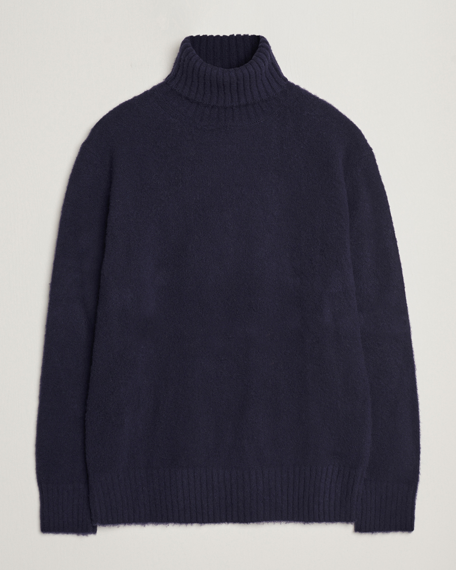 Herre | Gensere | Piacenza Cashmere | Brushed Wool Rollneck Navy