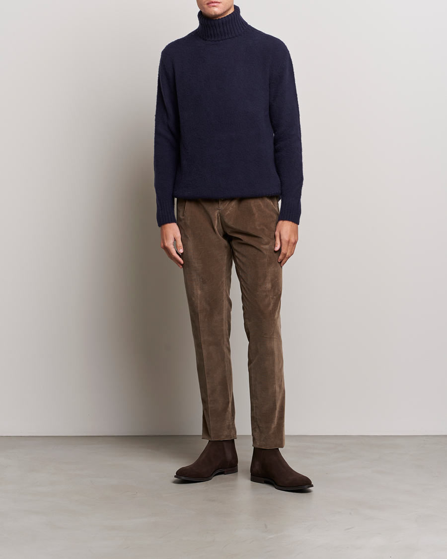 Herre | Gensere | Piacenza Cashmere | Brushed Wool Rollneck Navy