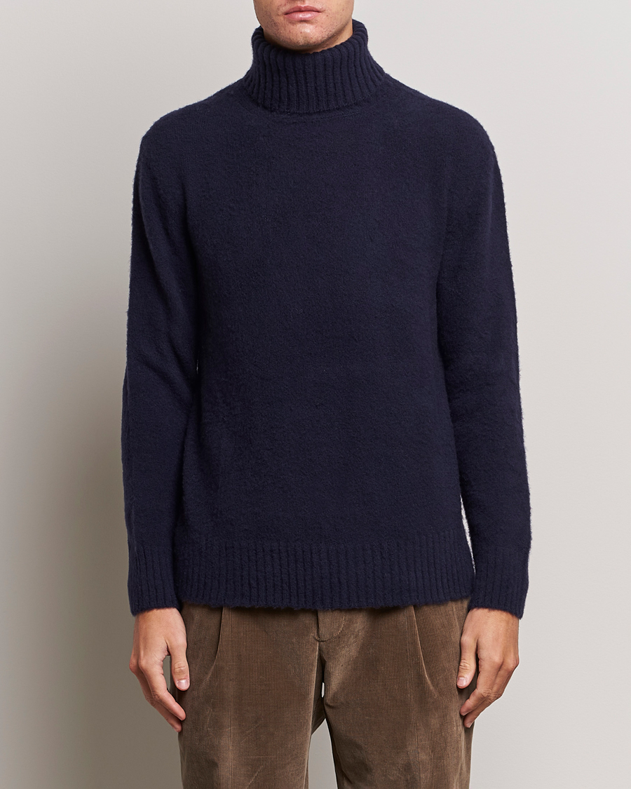 Herre | Piacenza Cashmere | Piacenza Cashmere | Brushed Wool Rollneck Navy