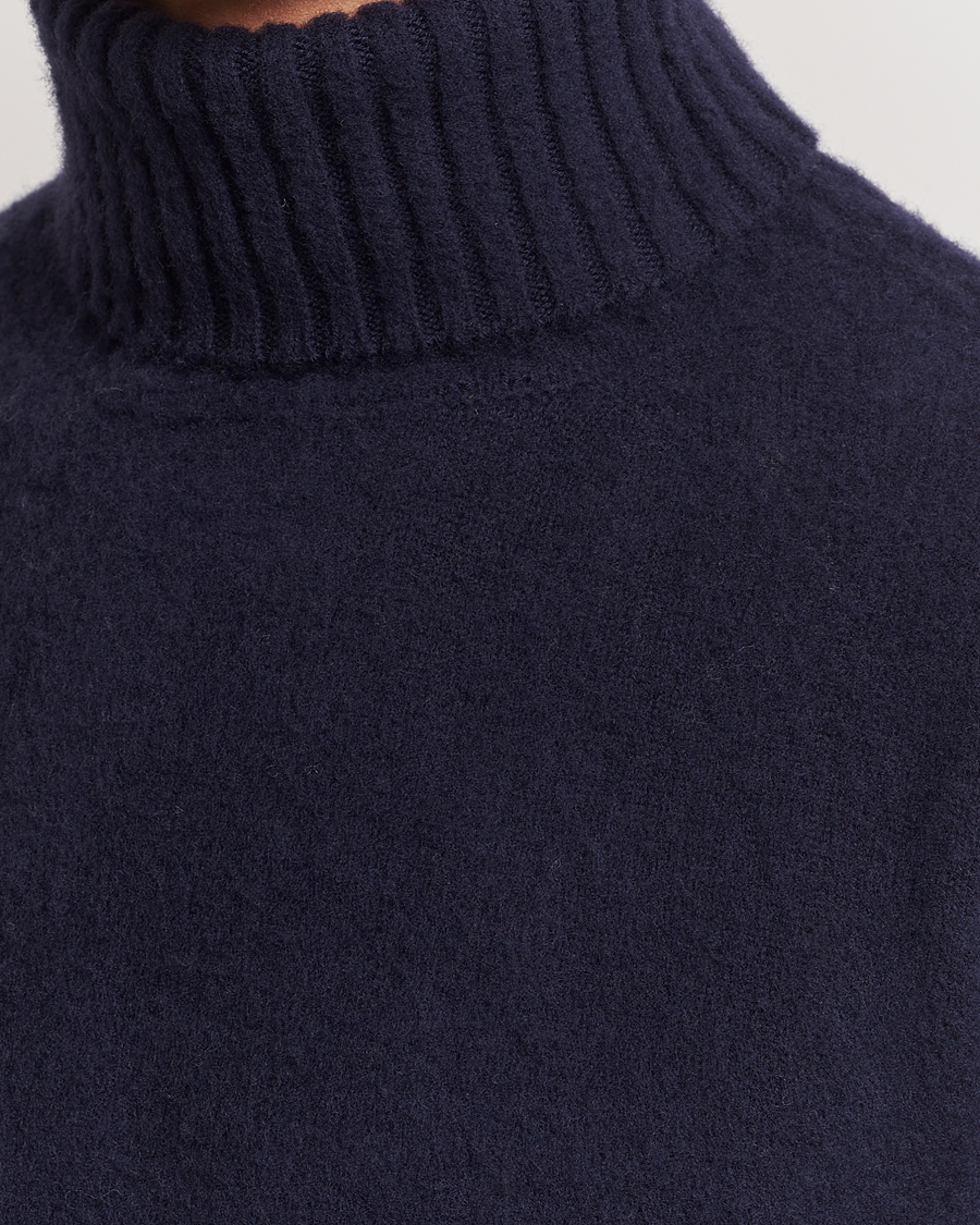 Herre | Gensere | Piacenza Cashmere | Brushed Wool Rollneck Navy