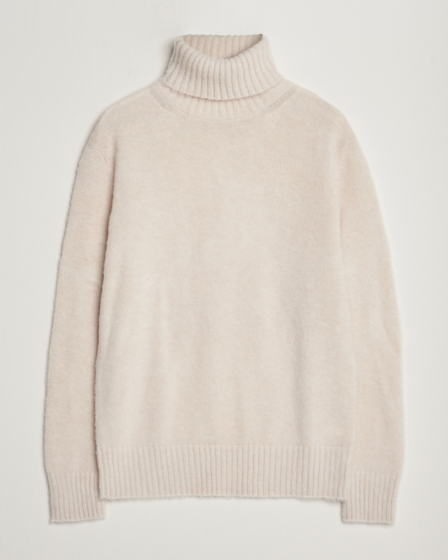 Herre | Gensere | Piacenza Cashmere | Brushed Wool Rollneck Beige