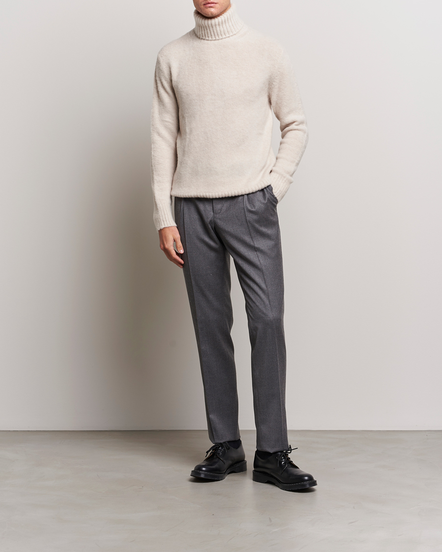 Herre | Gensere | Piacenza Cashmere | Brushed Wool Rollneck Beige