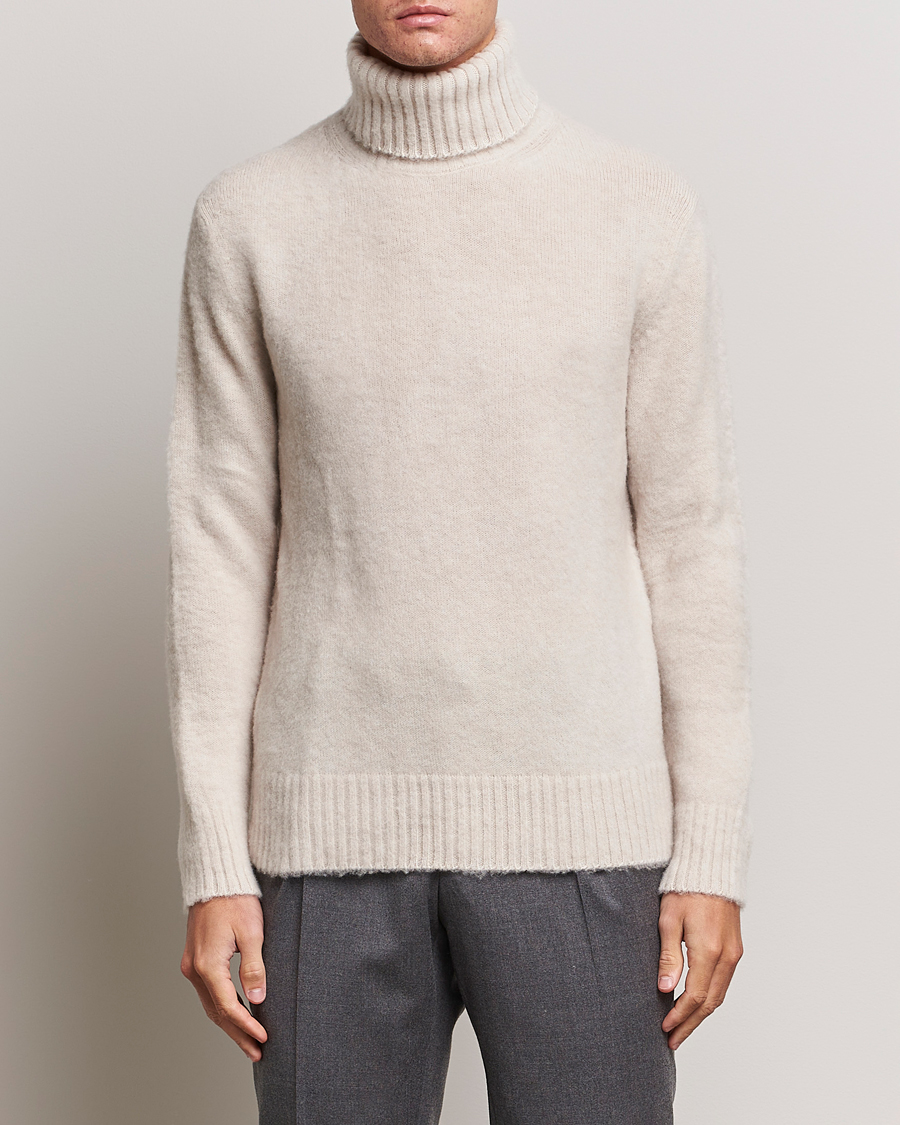 Herre | Piacenza Cashmere | Piacenza Cashmere | Brushed Wool Rollneck Beige