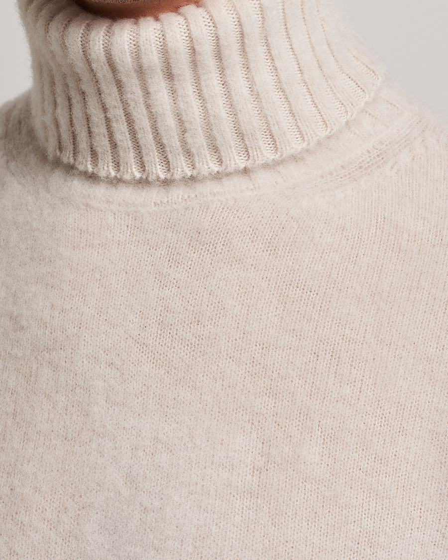 Herre | Gensere | Piacenza Cashmere | Brushed Wool Rollneck Beige