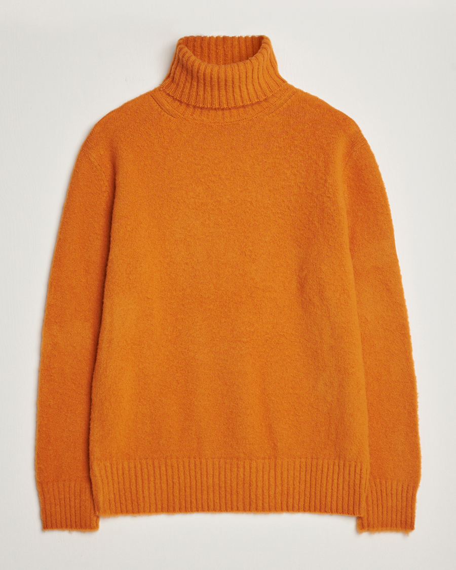 Herre | Gensere | Piacenza Cashmere | Brushed Wool Rollneck Orange