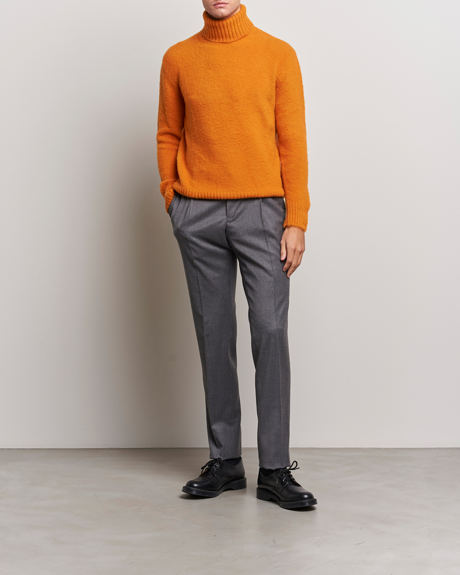 Herre | Gensere | Piacenza Cashmere | Brushed Wool Rollneck Orange