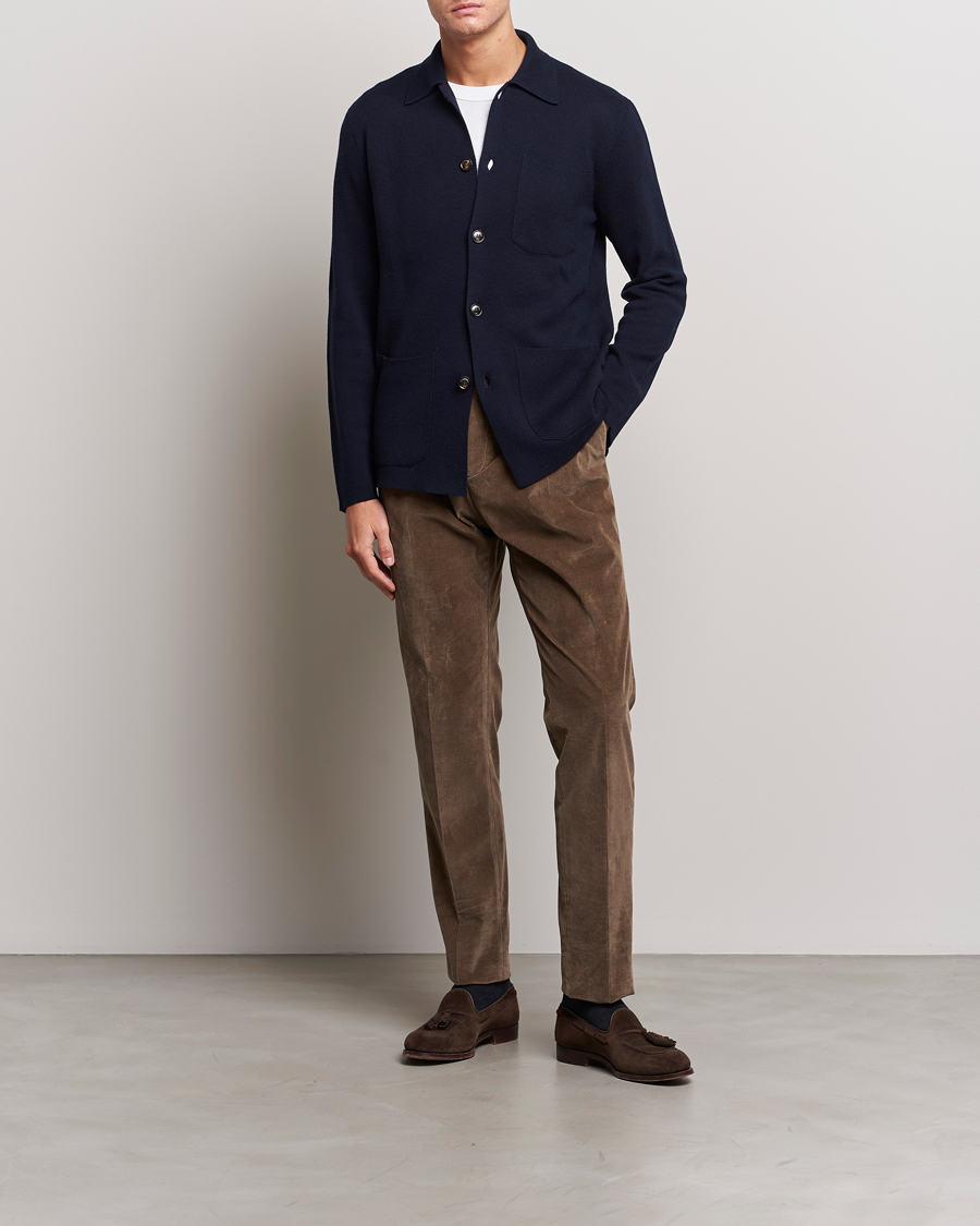Herre | Gensere | Piacenza Cashmere | Virgin Wool Knit Cardigan Navy