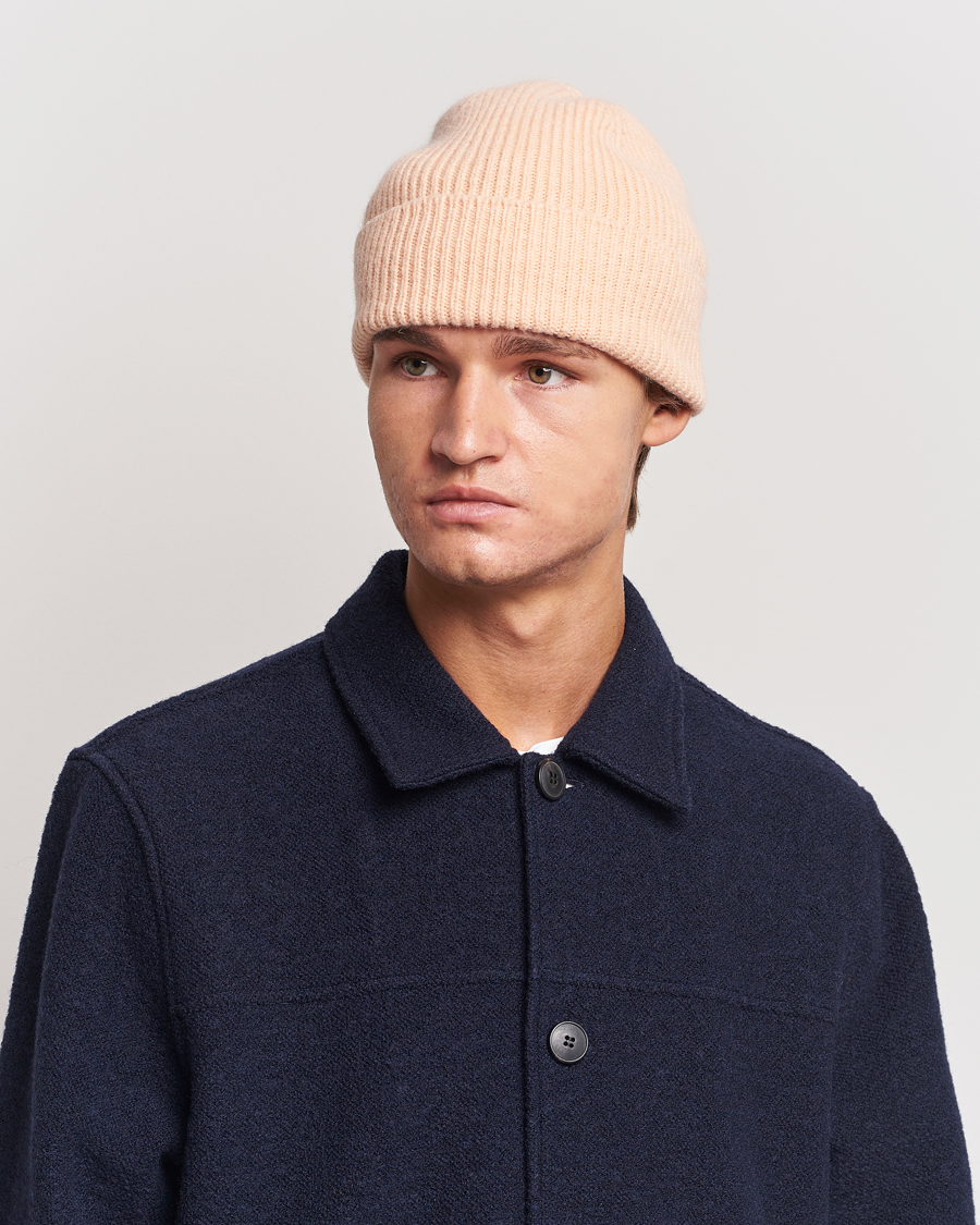Herre | Luer | Le Bonnet | Lambswool/Caregora Beanie Peach