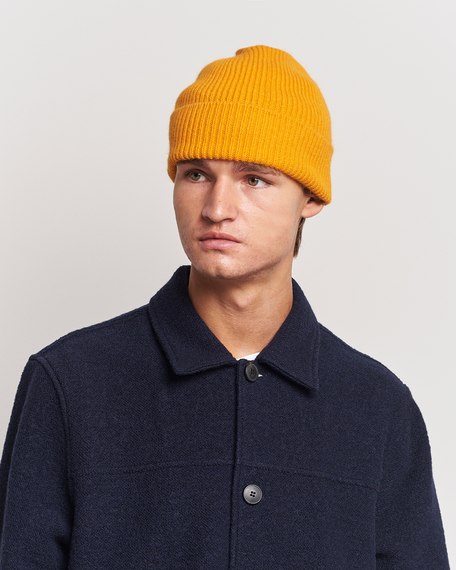 Herre | Luer | Le Bonnet | Lambswool/Caregora Beanie Orange Peel