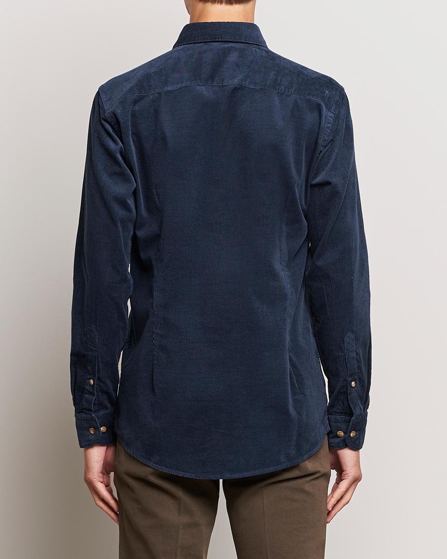 Herre | Skjorter | Eton | Slim Fit Fine Wale Corduroy Shirt Navy Blue