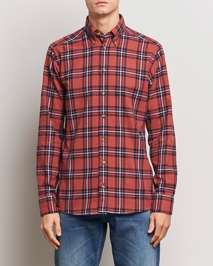Herre | Skjorter | Eton | Regular Fit Checked Flannel Shirt Red/Navy