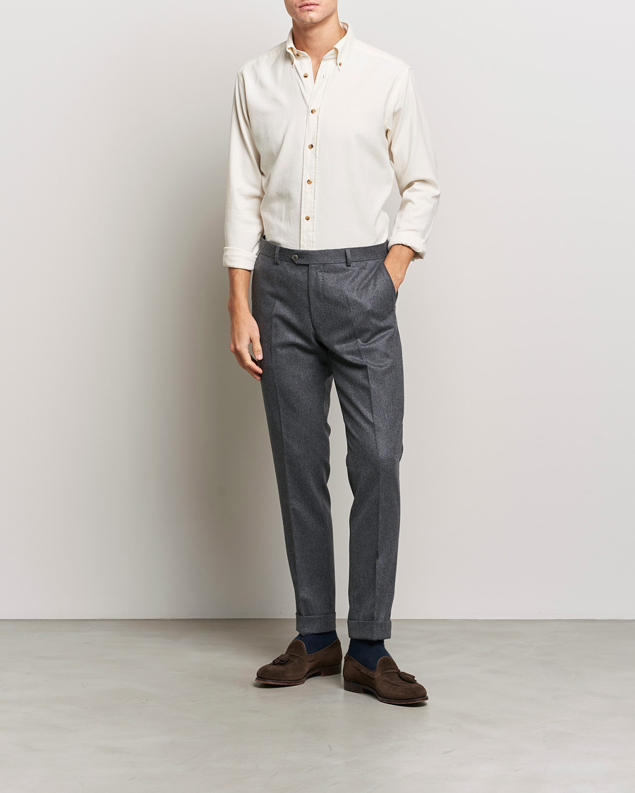 Herre | Skjorter | Eton | Slim Fit Twill Flannel Shirt Off White