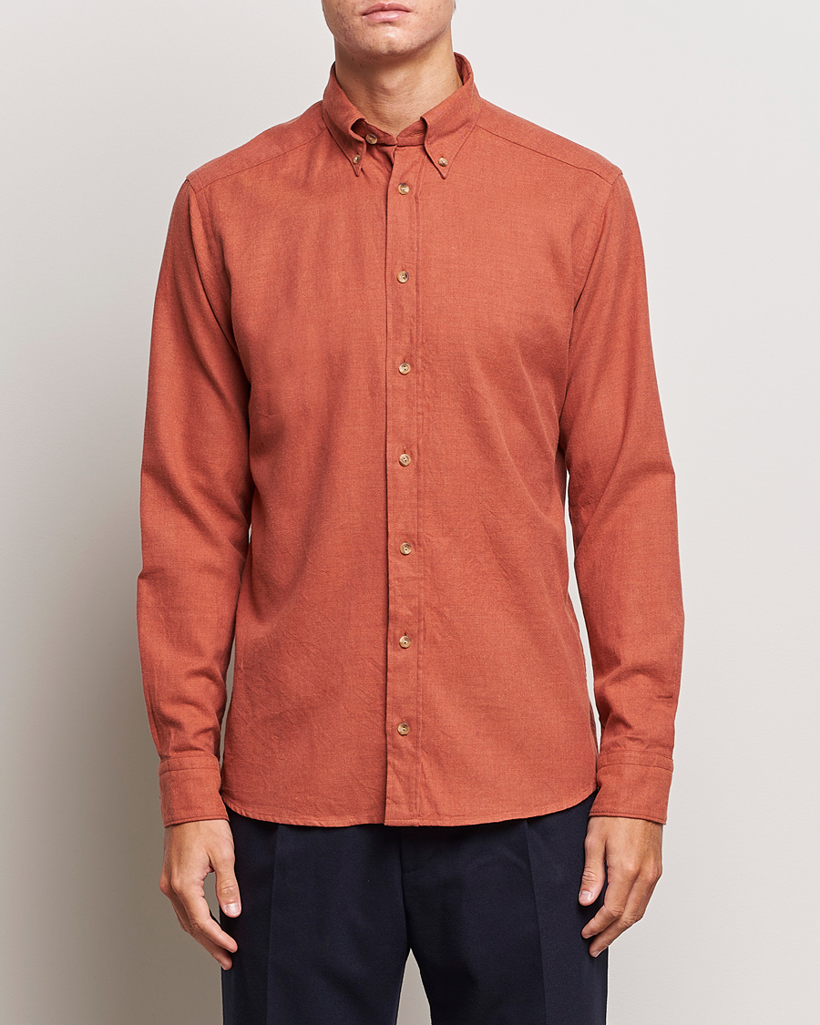 Herre | Skjorter | Eton | Slim Fit Twill Flannel Shirt Rust Red