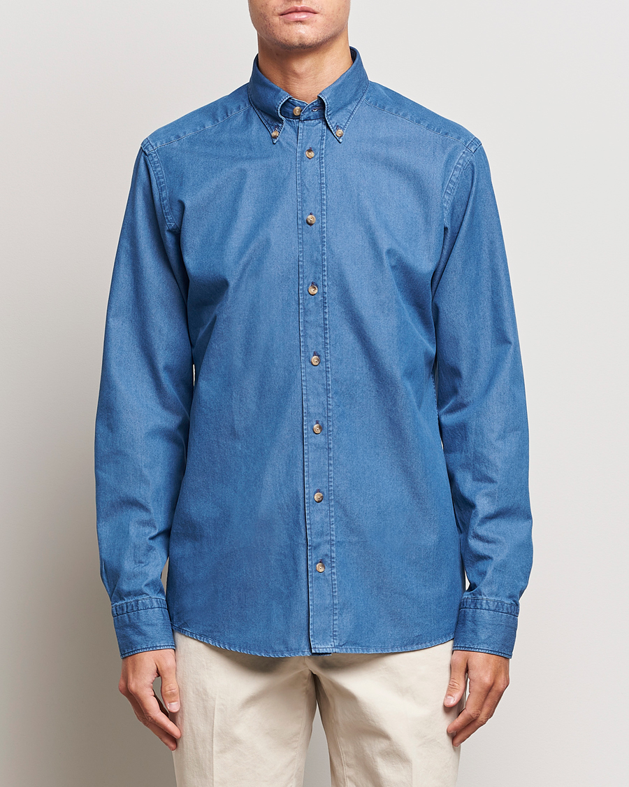 Herre | | Eton | Slim Fit Denim Shirt Blue