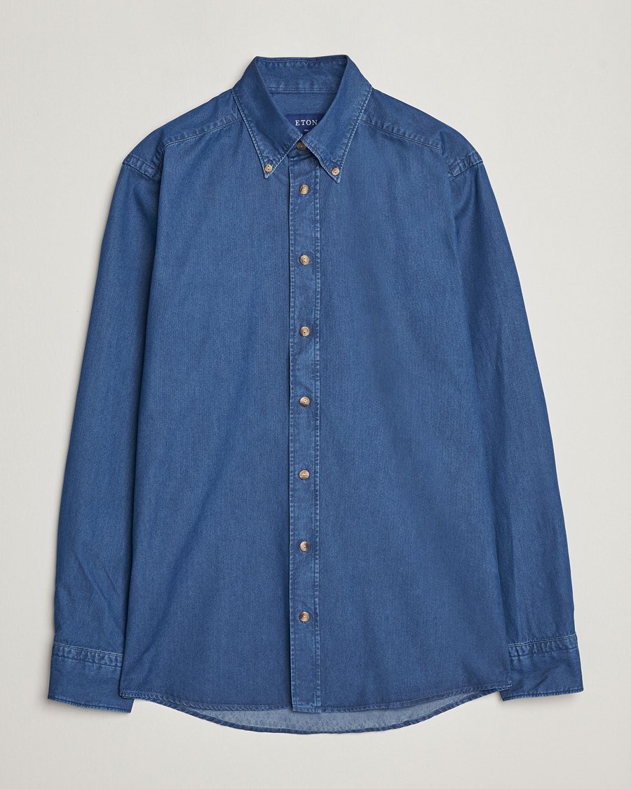 Herre | Skjorter | Eton | Slim Fit Denim Shirt Dark Blue