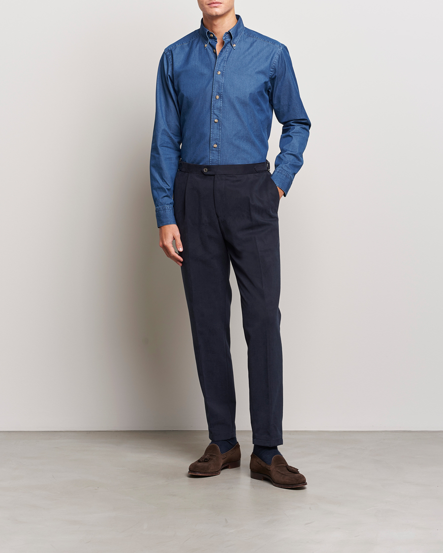 Herre | Skjorter | Eton | Slim Fit Denim Shirt Dark Blue