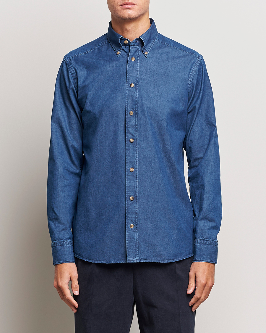 Herre |  | Eton | Slim Fit Denim Shirt Dark Blue